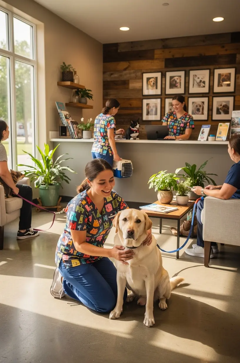 Современный центр для домашних животных с просторными зонами для игр и отдыха в США