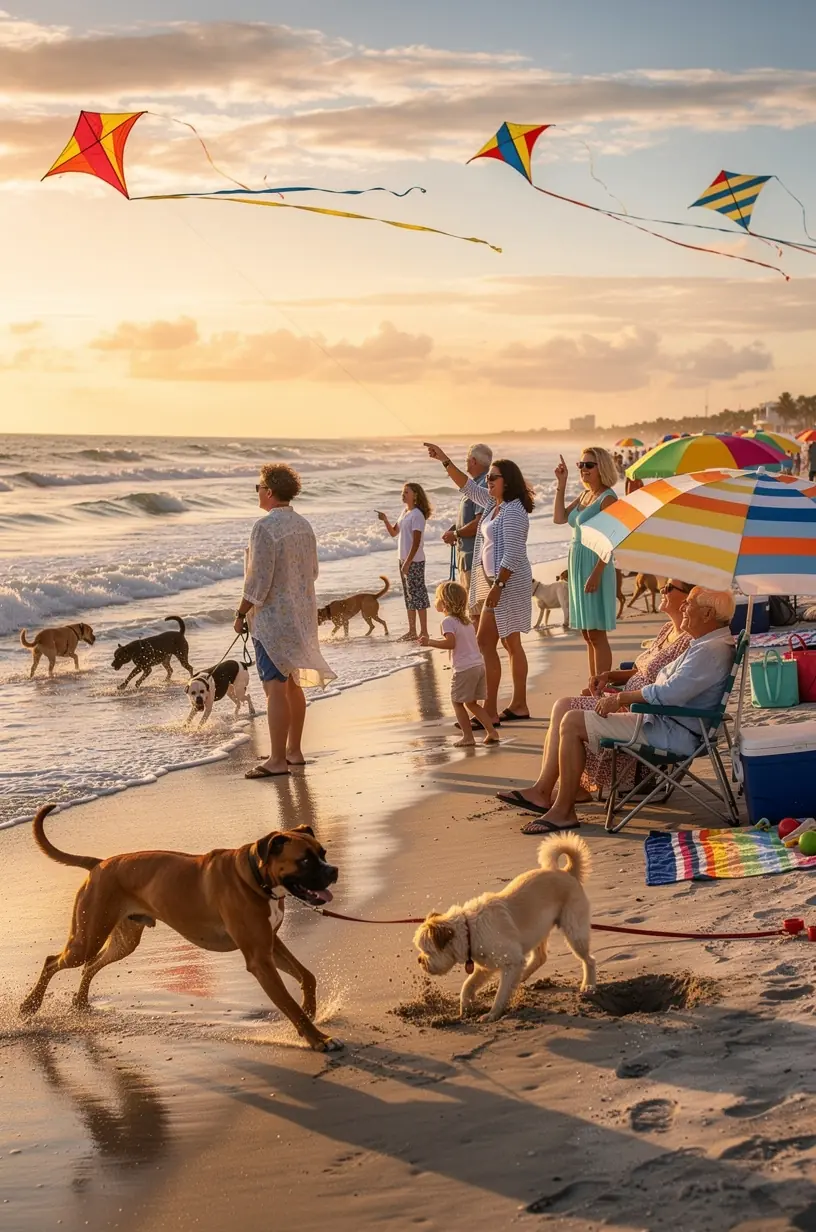 Владелец с собакой на прогулке возле специализированного центра для питомцев во время путешествия